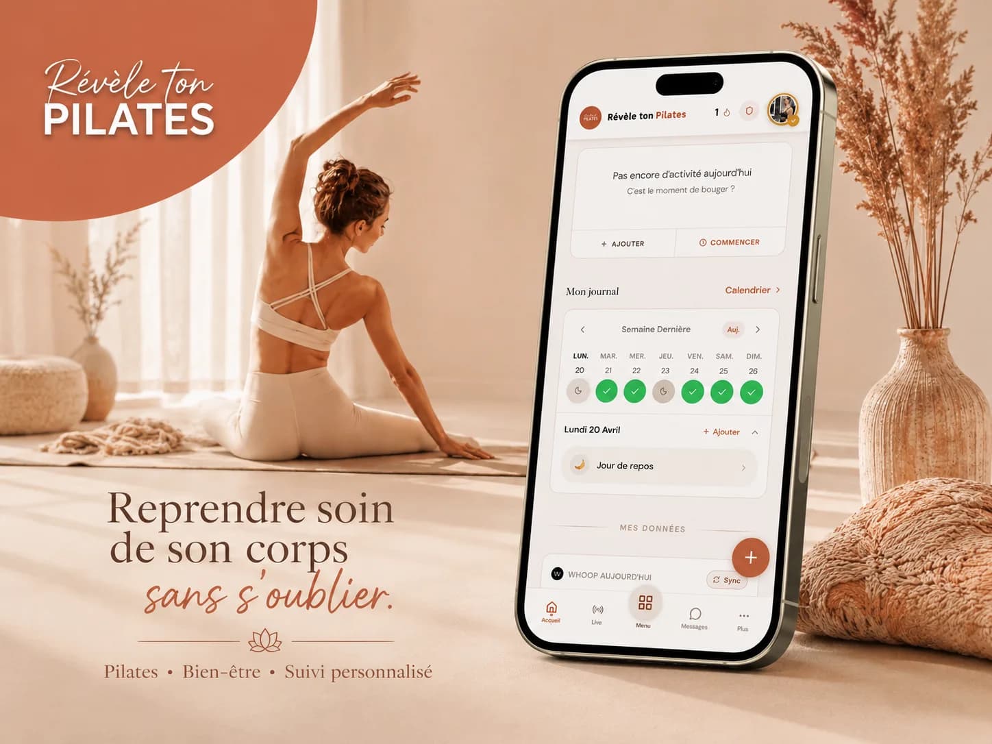 Dashboard de la plateforme Révèle ton Pilates construite par CodeN'Co